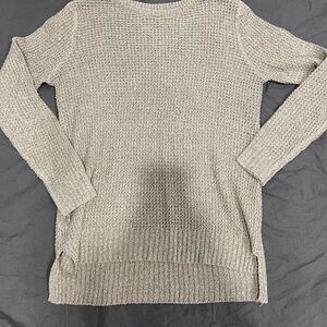 Pink Clover Women's Scoop Neck Lightweight Knit Sweater in Light Tan